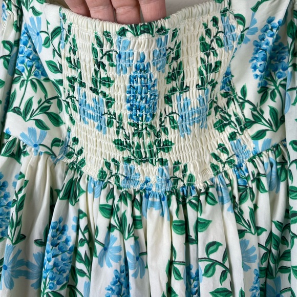 Anthropologie Let Me Be Long Sleeve Printed Midi Dress Blue Floral Size S Petite - Picture 12 of 15